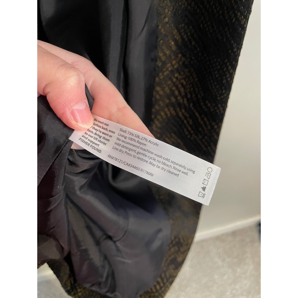 Eileen Fisher Silk Blend Jacquard Wave Jacket Black/Brown Medium Petite - Picture 11 of 11